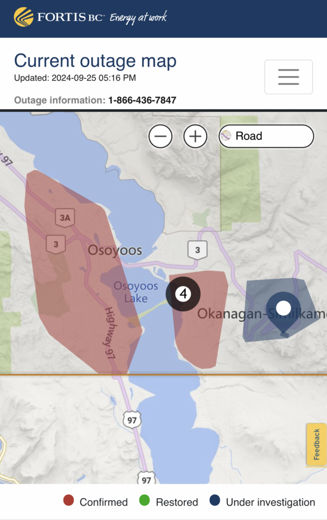 Osoyoos Power Outage Today: Thousands Without Electricity as FortisBC Investigates Utility Infrastructure Failure Across the South Okanagan Region